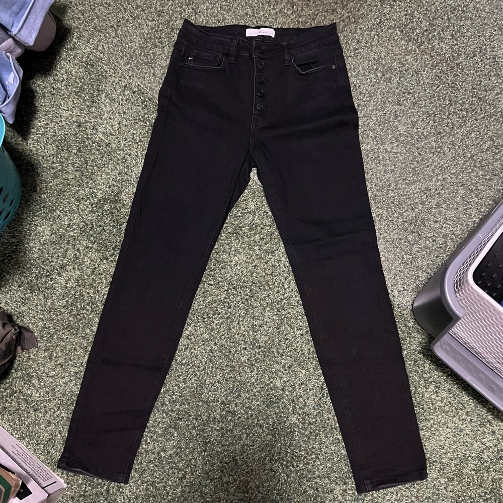 KanCan High Rise Button Fly Black Jeans
